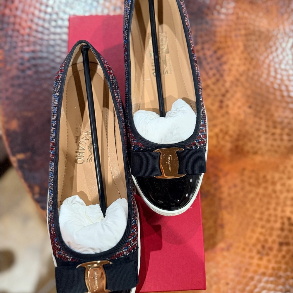 Salvatore Ferragamo Black and Gold Loafers - Picture 3 of 6